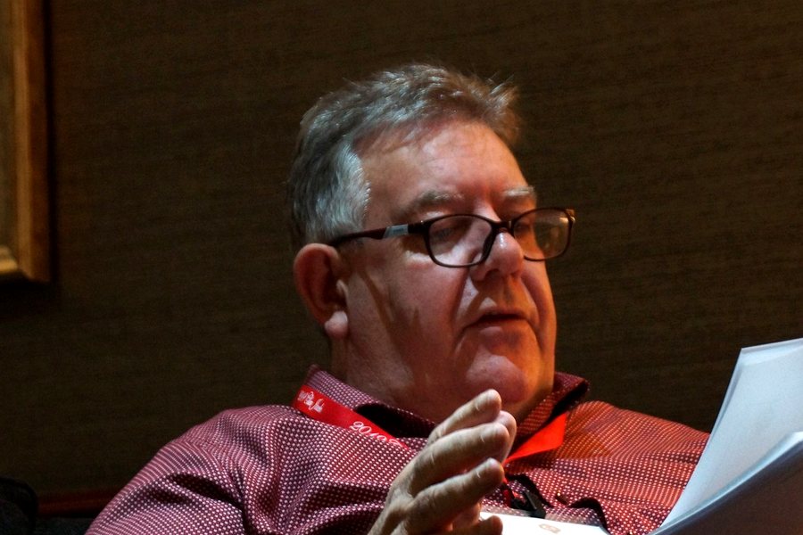 David A. Jack speaking from research notes at a Jack Clan gathering in Aberfeldy, Scotland, 2018.