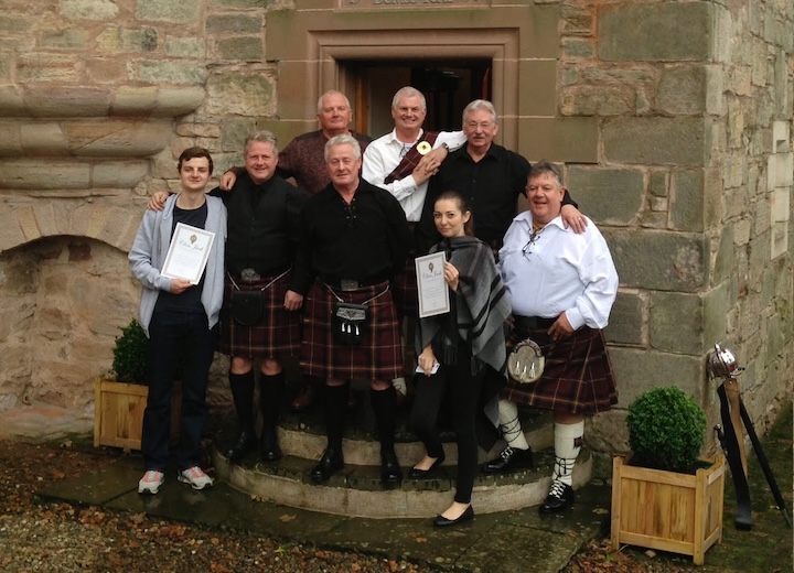 David A. Jack with Clan Jack Council at Dairsie Castle in Fife, Scotland, 2014.